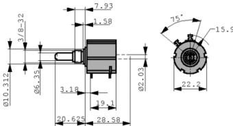 CCW CW S 7286 R5KL.25 5kOm 2W потенциометр
